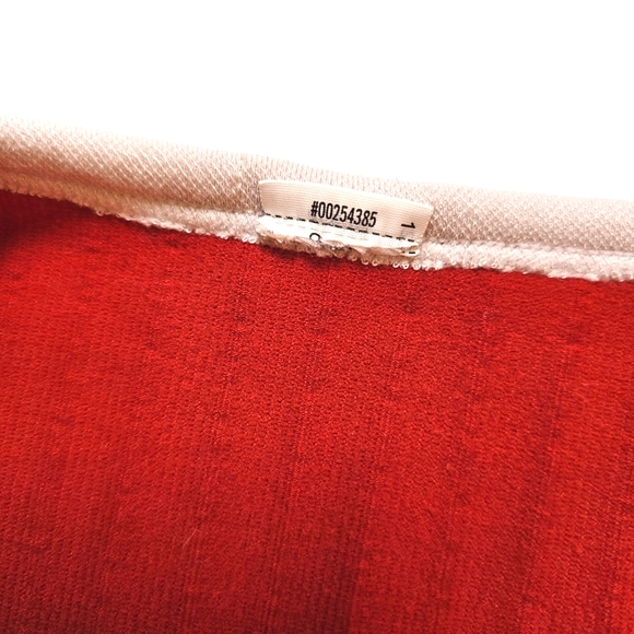 Red with white trim ribbed stretch knit crop tank top size S US - Picture 3 of 4